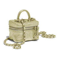 CHANEL Leather Box Bag Handbag Shoulder Bag Crossbody Bag Small Size Women's Gold