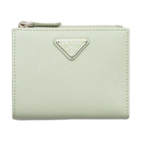 PRADA Saffiano Leather Wallet Women's Light Green