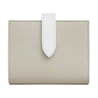 CELINE Cow Leather Wallet Small Size Women's Gray & White