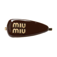 MIU MIU Brass Hair Clips Women's Dark Brown/Beige/Brown