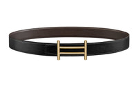 HERMES Individual Gold Buckle Belt Women's Black Width: 3.2cm