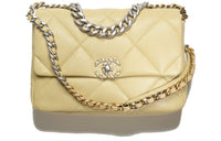 CHANEL 19Bag Lambskin Shoulder Bag Crossbody Bag Large Size Women's Light Green