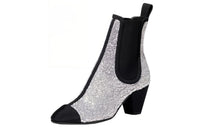 CHANEL Short Chelsea Boots Women's Silver