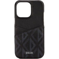 DIOR Canvas With Calfskin Material Logo Badge Phone Cases Compatible With IPhone 13 Pro