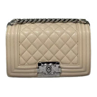 CHANEL Leather Crossbody Bag Shoulder Bag Women's Ecru