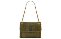 SAINT LAURENT Niki Suede Hobo Bag Handbag Shoulder Bag Women's Dark Olive Green