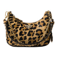 PRADA Re-Edition Leather One Shoulder Handbags Mini Women's Light Brown