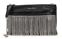 MIU MIU Leather Shoulder Bag Crossbody Bag Women's Black
