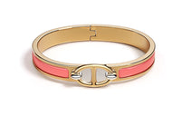 HERMES Gold-Plated Enamel Bangles Women's Pink