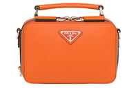 PRADA Brique Leather Handbag Shoulder Bag Crossbody Bag Men's Orange