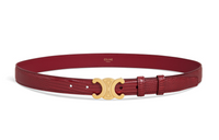 CELINE Logo Buckle Smooth Buckle Leather Belts Women's Brown Width: 2.5cm