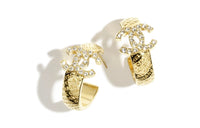CHANEL Metal Rhinestone Crystal Earrings Women's Gold