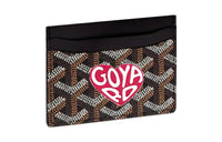 GOYARD Canvas With Leather Card Holder Unisex Black & Peach Red Small Heart