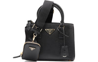 PRADA Saffiano Cow Leather Handbag Women's Black