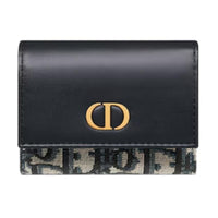 DIOR 30 Montaigne Cotton With Calfskin Wallet Regular Women's Blue