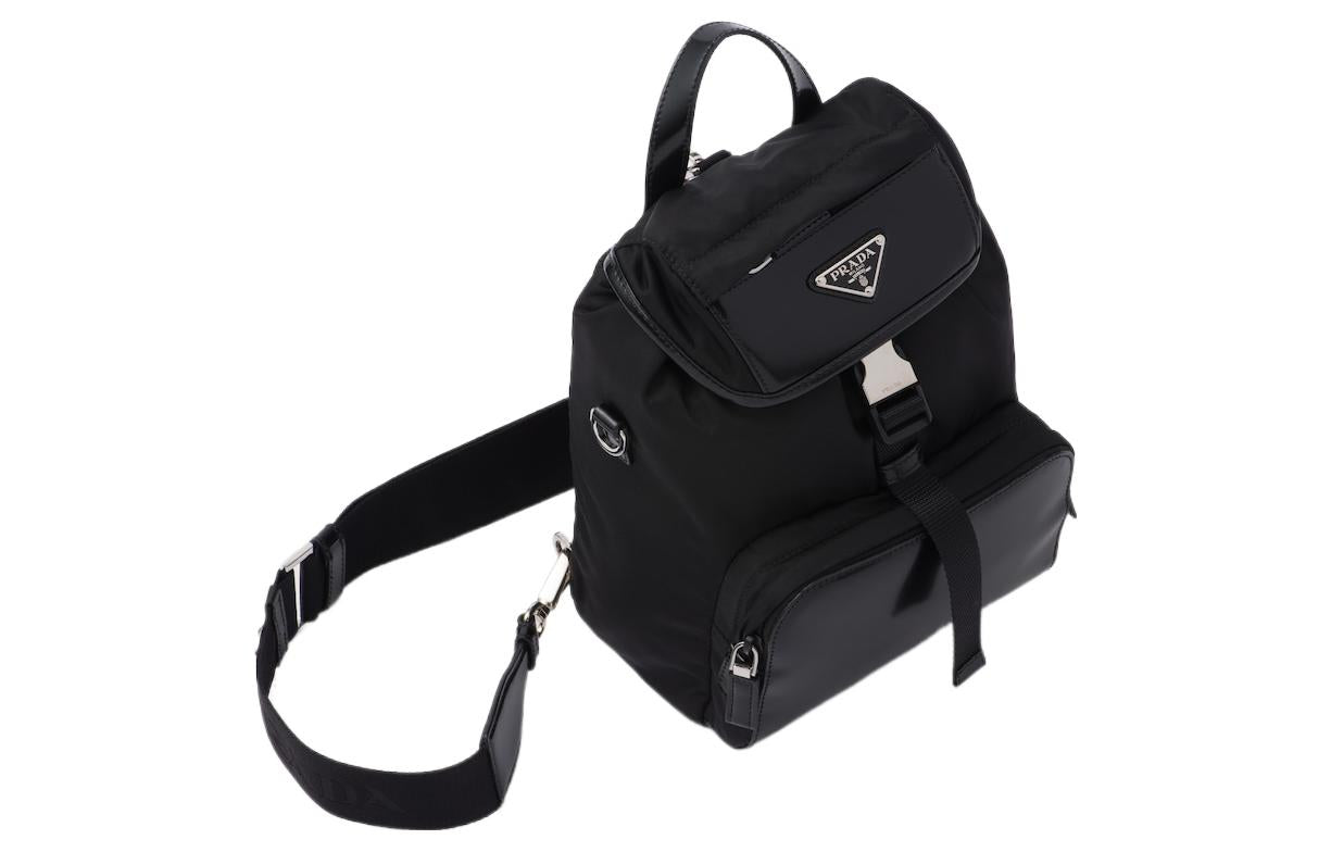 PRADA Brushed Leather Backpack Men's Black