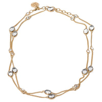 MIU MIU Metal Artificial Crystal Necklaces Women's Gold