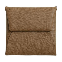 HERMES Bastia Epsom Calfskin Wallet Women's Chestnut With Mint Green Accents