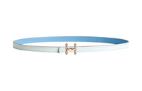 HERMES H Letter Double-Sided Smooth Buckle Leather Belts Women's Light Blue Width: 1.3cm