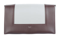 CELINE Smooth Calf Leather Frame Bag Shoulder Bag Crossbody Bag Medium Size Women's Red Brown/Blue