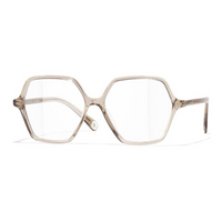 CHANEL Acetate Irregular Shape Eyeglass Frames Women's Beige