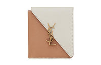 SAINT LAURENT Jamie Calfskin Wallet Women's White/Brown
