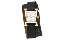 HERMES Heure H Wrist Watch Quartz Movement Genuine Leather Strap White Dial Women's Watch