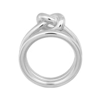 CELINE Knot Double Ring In Brass With Rhodium Finish