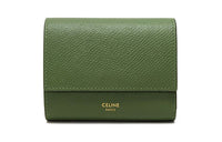 CELINE Essentials Series Grain Cow Leather Wallet Trumpets Women's Vintage Green