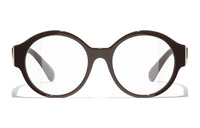 CHANEL Acetate Round Eyeglass Frames Women's Brown
