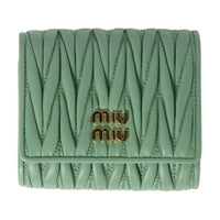 MIU MIU Matelassé Leather Wallet Women's Light Green
