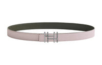 HERMES Silver Buckle Epsom Calfskin Double-Sided Belt Women's Light Purple Width: 2.4cm
