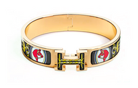 HERMES Enamel Gold-Plated Hardware Accessories Bangles Women's Gold