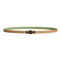 HERMES Calfskin Leather Belts Women's Brown/Green Width 1.3CM