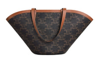 CELINE Couffin Canvas With Leather Binding Tote Bag Shopping Bag Handbag Large Size Women's Tan