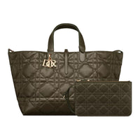 DIOR Grain Calfskin Native Handbag Large Size Women's Khaki Green