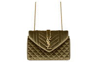 SAINT LAURENT ENVELOPE Velvet Crossbody Bag Shoulder Bag Women's Light Olive
