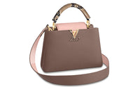 LOUIS VUITTON Capucines Cowhide With Snake Skin Handbag Shoulder Bag Women's Coffee