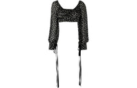 SAINT LAURENT Polka Dot Square Neck Cropped Top