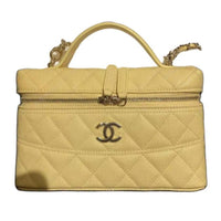 CHANEL Cow Leather Shoulder Bag Crossbody Bag Handbag Regular Women's Yellow