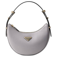 PRADA Leather Handbag, Shoulder Bag Women's Granite Gray