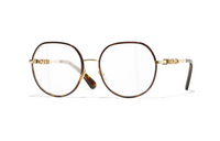 CHANEL Metal Oval Eyeglass Frames Unisex Tortoiseshell