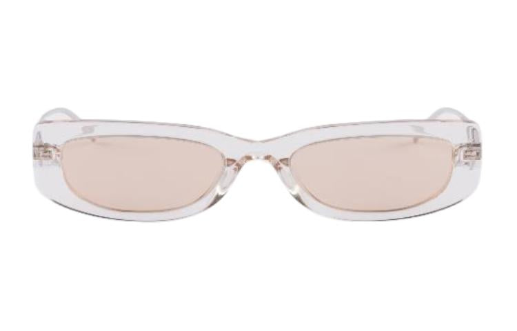 PRADA Acetate Metal Crystal Irregular Shape Sunglasses Women's Transparent