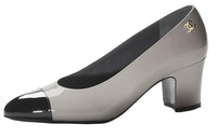 CHANEL Chunky Heel High Heels 6.5cm Women's Gray Black
