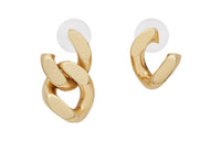SAINT LAURENT Asymmetrical Curb Chain Earrings In Metal 'Brass Gold'