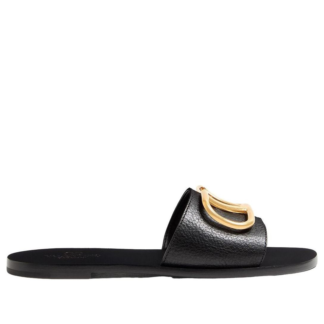 (WMNS) Valentino SS24 Calfskin Point Vlogo Signature Slide Sandal 'Black' S0M21HWS0NO
