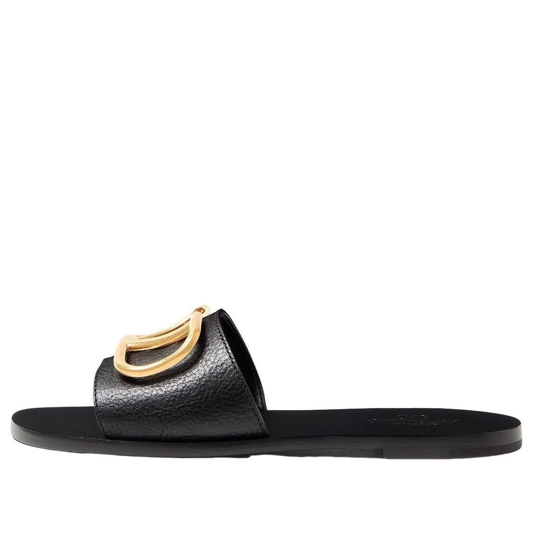(WMNS) Valentino SS24 Calfskin Point Vlogo Signature Slide Sandal 'Black' S0M21HWS0NO