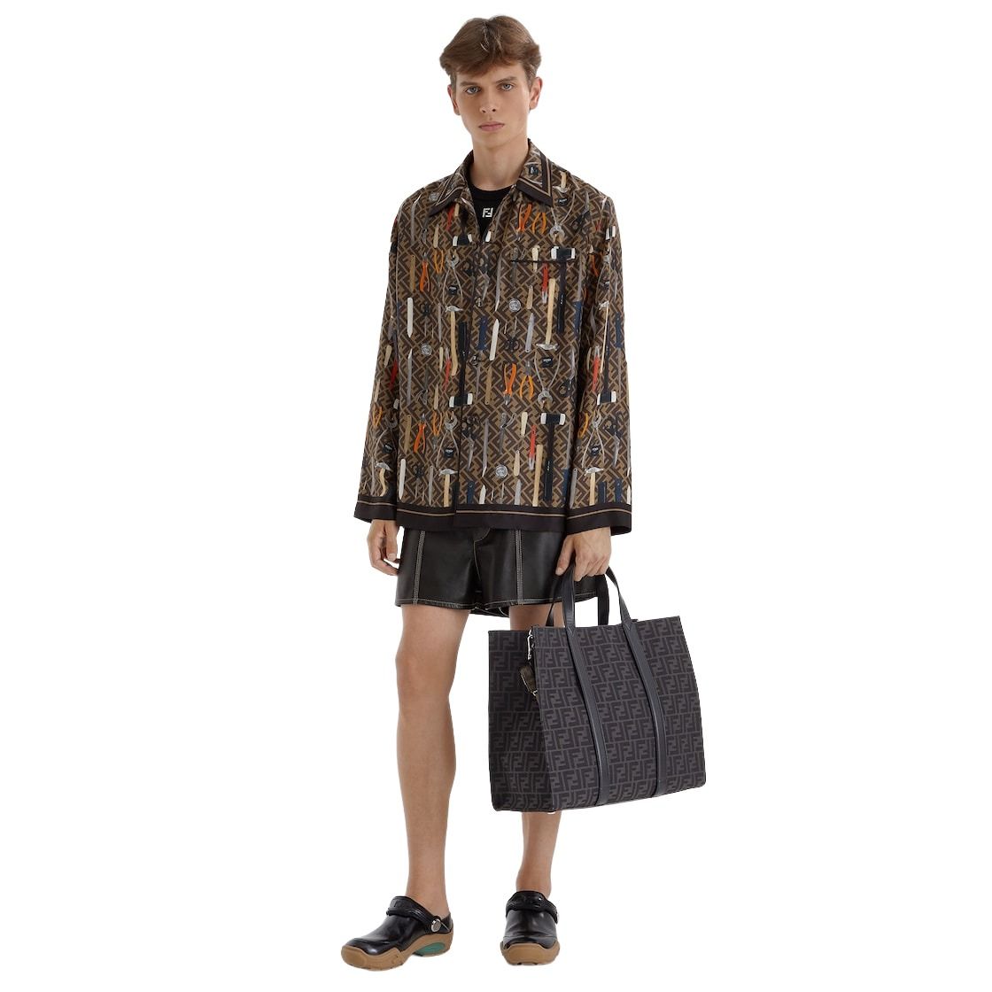 Fendi FW25 FF Jacquard Shopper FF Jacquard Bag 'Black' 7VA390AG0MF0NPN