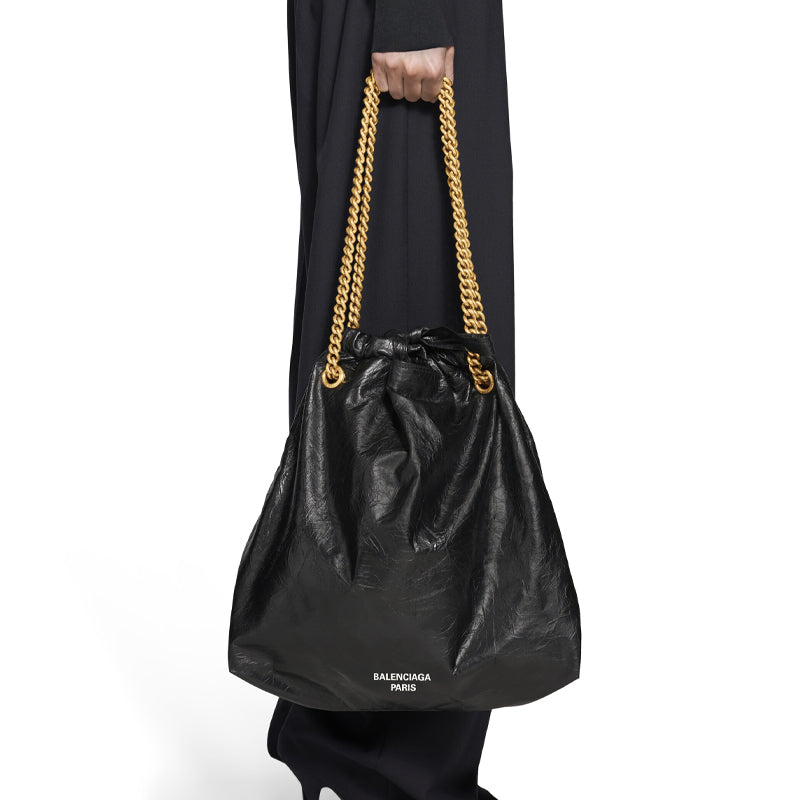 (WMNS) Balenciaga Crush Medium Tote Bag 'Black' 742941210IT1000
