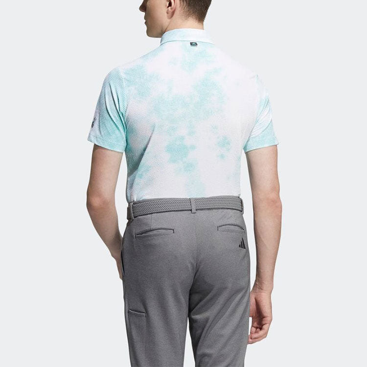 adidas Tie Dye Logo Printing Casual Short Sleeve Polo Shirt Japanese version Blue HC7912